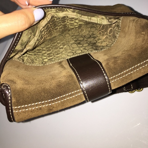 Coach 116 Brown Suede Crossbody Messenger Bag - Picture 6 of 8